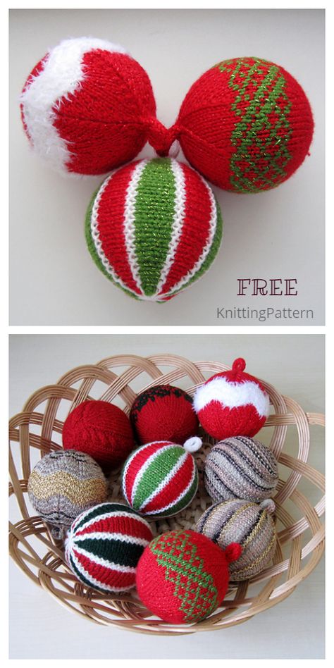 Knit Christmas Balls, Xmas Knitting Patterns Free, Knit Ornaments Patterns Free, Knitted Christmas Decorations Free, Christmas Knitting Patterns Free Xmas, Knitted Christmas Ornaments, Knit Ornament Pattern, Knitted Ornaments, Christmas Knitting Projects