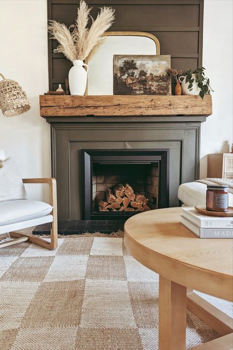 Kitchen With Fireplace Sitting Area, Kitchen With Fireplace, Fireplace Sitting Area, Fireplace Update, Horizontal Landscape, Rustic Chic Decor, The Mantle, Fireplace Mantel Decor, Grey Brick