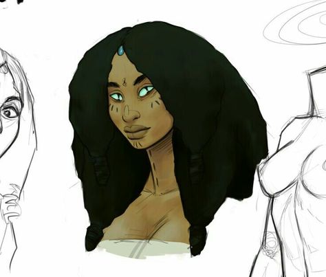 American Character Design, Hair Character Design, Black Moodboard, Yuan Ti, Colored Characters, Autodesk Sketchbook, Artist Collective, Afrocentric Art, Wild Hair