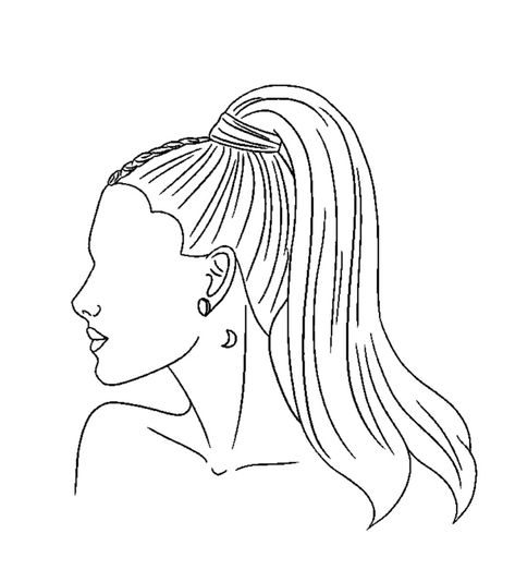 Ariana Grande Outline Drawing, Ariana Grande Embroidery, Ariana Grande Line Art, Ariana Grande Art, Ariana Grande Tattoo, Beginner Sketches, Cute Text Symbols, Ariana Grande Drawings, Simple Line Drawings