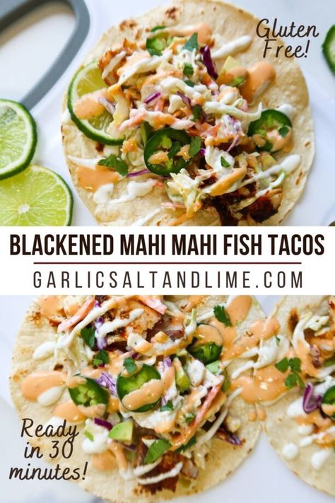 Taco Recipes Fish, Blackened Mahi Tacos, Mediterranean Fish Tacos, Maui Maui Fish Tacos, Florida Fish Recipes, Mahi Mahi Poke Bowl, Mahi Mahi Taco Bowl, Recipes With Mahi Mahi, Mahi Mahi Taco Recipes