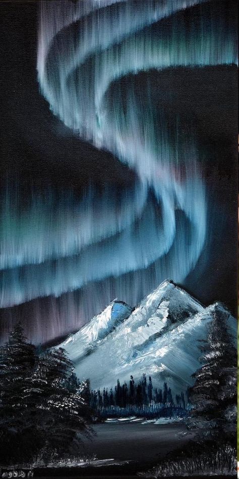 Dancing Lights, Northern Lights Painting, Acrylic Painting Ideas, Canvas For Beginners, Landscape Paintings Acrylic, Easy Canvas Painting, Landscape Art Painting, Simple Acrylic Paintings, The Northern Lights