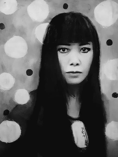 Yayoi Kusama Black And White, Black And White Face, Yayoi Kusama, Art Challenge, Free Art, Female Artists, 30 Minutes, Photo Art, Mona Lisa