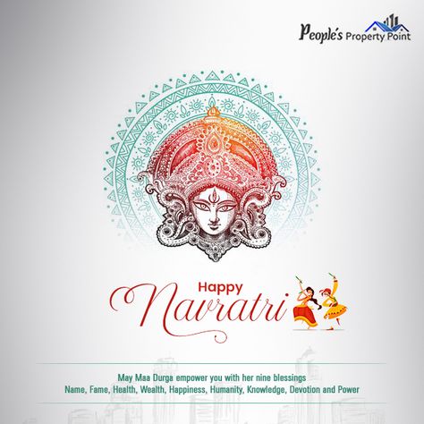 May the generous goddess Maa Durga brighten your life with countless blessings.   We hope your prayers bring happiness and prosperity.   Happy Navratri to you from the team of People's Property Point.  #Happynavratri #Navratri #Navratri2019 #Navratriwishes #Indianfestivals #auspiciousdays #Maadurga #blessings #happiness Navaratri Creative Ads, Happy Navratri Creative Post, Happy Navratri Creative Ads, Navdurga Maa, Navratri Creative Ads, Navratri Creative, Navratri Post, Chaitra Navratri, Janmashtami Wishes