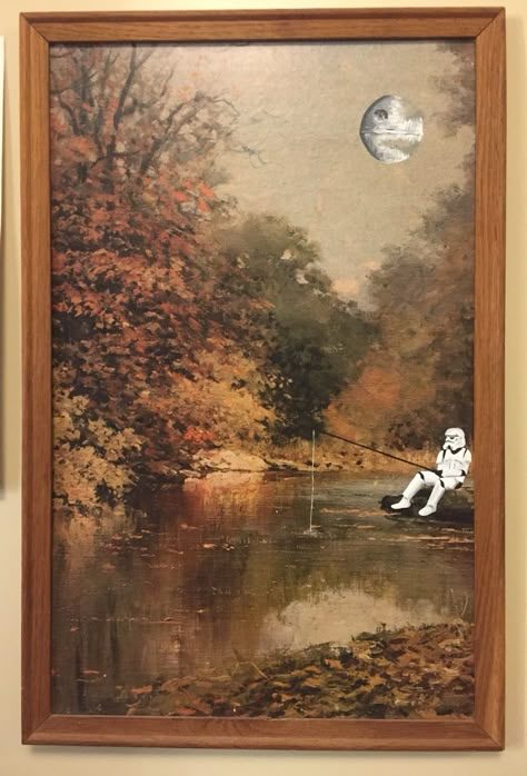 Funny Altered Art, Altered Thrift Store Art Paintings, Thrifted Painting Upcycle, Thrift Store Painting Upcycle Funny, Thrift Painting Upcycle, Painting On Thrifted Art, Paint Over Thrift Store Art, Altered Thrift Store Paintings, Repainting Paintings