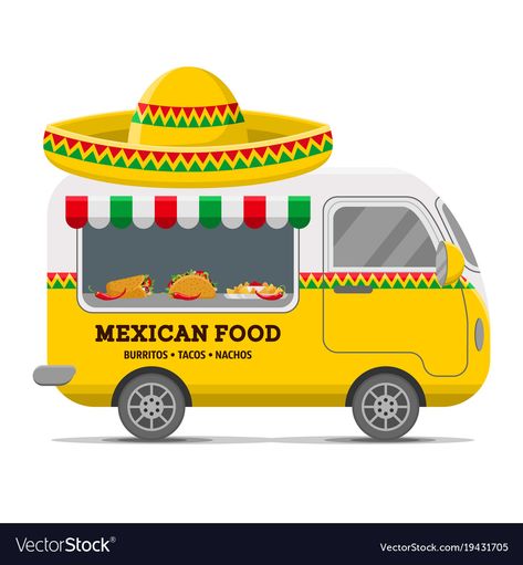 Food Caravan, Kombi Food Truck, Food Truck Party, Mexican Restaurant Design, Mexican Restaurant Decor, Coffee Food Truck, Caravan Trailer, Food Kiosk, Mexican Street Food