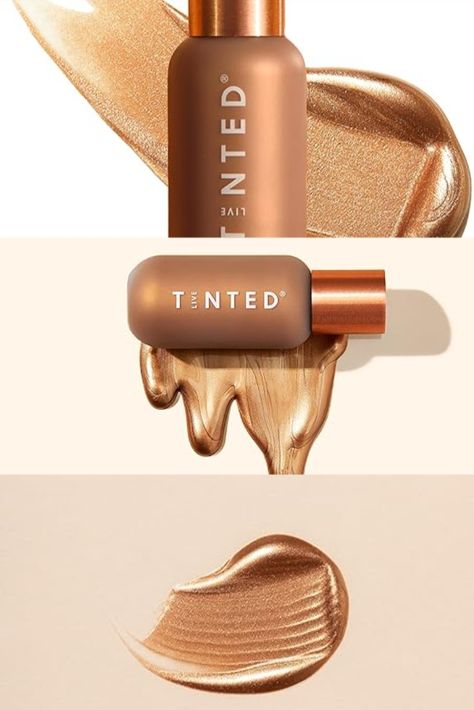 Live Tinted Hueglow Liquid Highlighter Drops: Serum-infused Highlighter for Face and Body, Hydrating Lit-from-within Glow Highlighter For Face, Live Tinted, Cosmetic Product Photography, Highlighter Swatches, Liquid Illuminator, Body Highlighter, Tinted Serum, Russian Design, Too Faced Highlighter