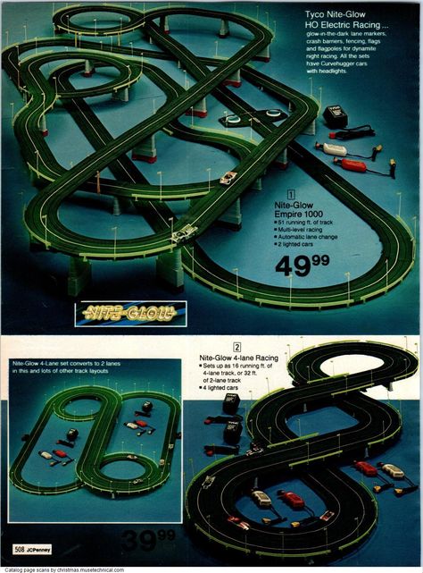 1977 JCPenney Christmas Book Matchbox Car Race Track Diy, Tyco Slot Cars, Race Car Sets, Slot Car Racing Sets, Afx Slot Cars, Slot Car Sets, Slot Car Race Track, Ho Slot Cars, Slot Racing