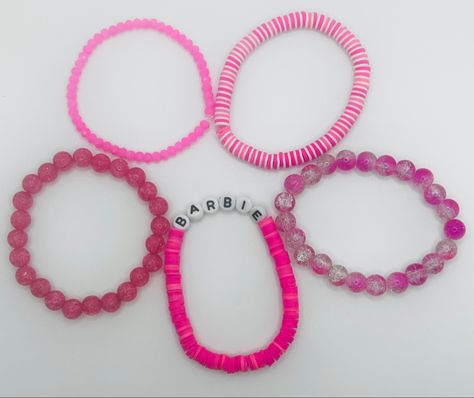 Barbie Bracelet, Pink Bracelet, Bracelet Stack, Bracelet Designs, Bracelet, Beads, Pink