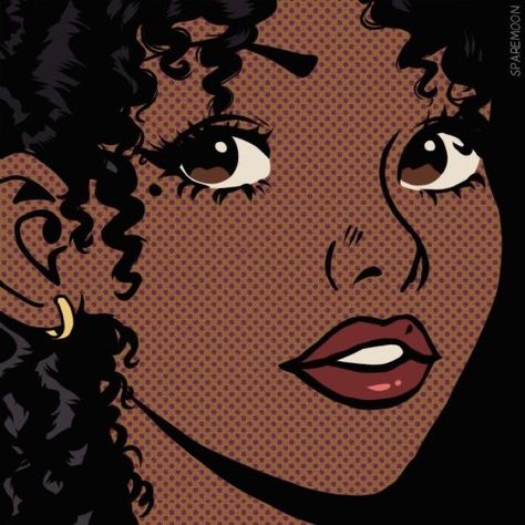 Blk Girl Pfp, Girl Pfp, Curly Hair, Pop Art, Hair, Black, Art