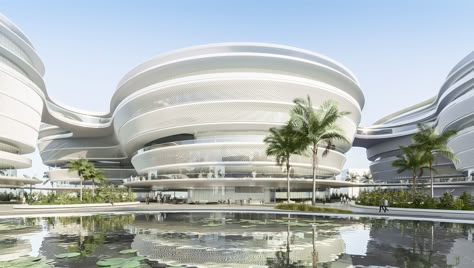 Circular Building Facade, Dynamic Architecture, Mall Facade, Circular Buildings, Architecture Portfolio Layout, Monumental Architecture, Stem Cell Research, Campus Design, Culture Center