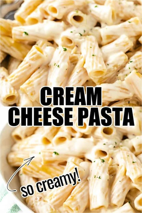 Meals With Rigatoni Noodles, Creamy Pasta Recipes With Cream Cheese, Spaghetti Cheese Sauce, Recipes With Media Crema, Pasta With Rigatoni Noodles, Pasta Sauce Cream Cheese, Easy Cheesy Pasta Sauce, Creamy Cheese Sauce For Pasta, Cream Cheese Noodles Pasta