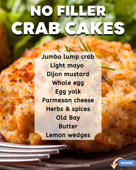 Imitatation Crab Recipe Low Carb, No Filler Crab Cakes, Low Carb Crab Cakes, Best Crab Cakes, Lump Crab Meat, Crab Cake Recipes, Keto Seafood, Maryland Crab Cakes, Crab Meat Recipes