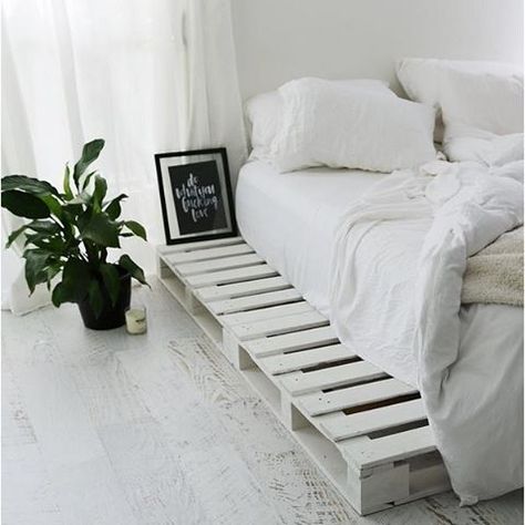 Do what you love #Bedroomgoals Pallet Bed With Lights, Bedroom Ideas For Guys, Pallet Bed Frames, Kids Bed Canopy, White Bedroom Set, Pallet Home Decor, Diy Pallet Bed, Pallet Beds, Pallet Bed