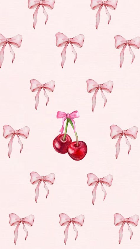 Cherries and bows aesthetic wallpaper Cherry Coquette Aesthetic, Soft Girl Aesthetic Wallpaper, Cherry Astethic, Cherry Iphone Wallpaper, Girl Aesthetic Wallpaper, Bows Aesthetic, Bow Wallpaper, Soft Girl Aesthetic, Cherry Bomb