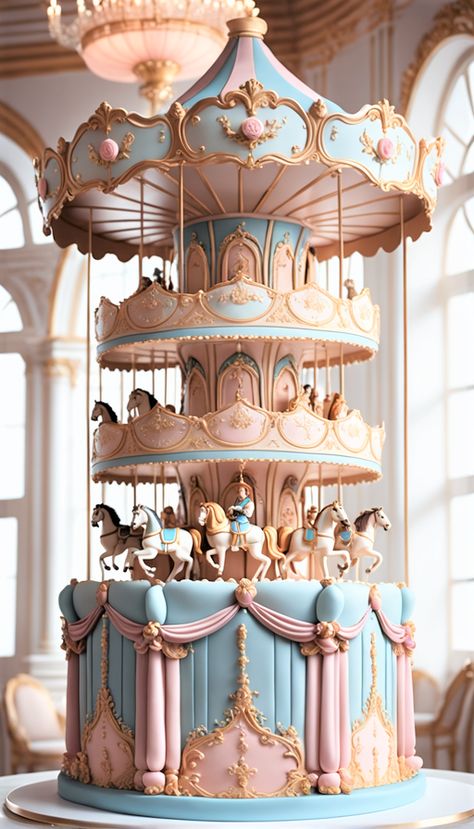 Most Beautiful Cakes, Horse Birthday Cake, Carousel Cake, Realistic Cakes, Gravity Cake, Big Wedding Cakes, Fantasy Cake, Beautiful Cake Designs, Cool Cake Designs