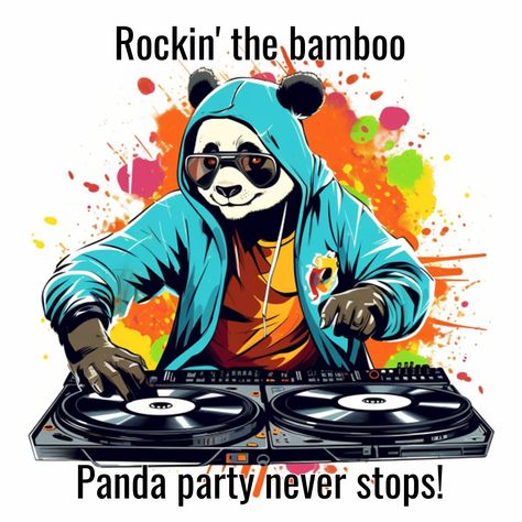 Dj Panda, Panda Party, Art Color, Show Us, Tshirt Print, Dj, Mural, Music, Color