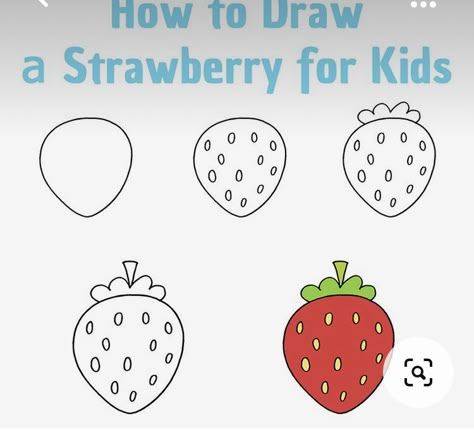 Step By Step Strawberry Drawing, Easy To Draw Strawberry, Drawing A Strawberry, How To Draw A Strawberry Step By Step, How To Draw Fruit Step By Step, How To Draw A Strawberry, How To Draw Strawberry, Strawberry Drawing Simple, Draw A Strawberry