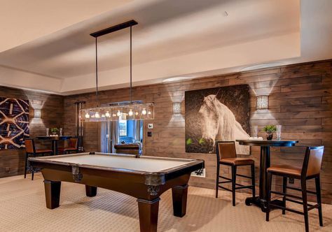 49 Cool Pool Table Lights to Illuminate Your Game Room | Home Remodeling Contractors | Sebring Design Build Pool Table Lights, Pool Table Room, Home Remodeling Contractors, Table Dinner, Game Room Family, Pool Table Lighting, Table Lights, Pool Rooms, Basement Bar