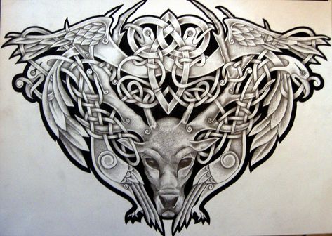 Celtic Stag and Birds by Tattoo-Design on DeviantArt Stag Tattoo Design, Celtic Wolf Tattoo, Fenrir Tattoo, Deer Tattoo Designs, Stag Tattoo, Celtic Tattoo Designs, Arte Viking, Art Viking, Armband Tattoo Design