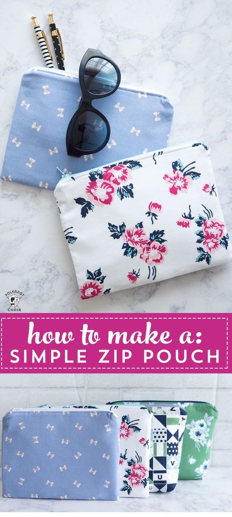 Learn how to sew a simple zippered pouch with the free tutorial. #simplesewingprojects #sewingtutorials #sewing #zippouchtutorial #smallsewingprojects #giftstosew Zip Pouch Tutorial, Zipper Pouch Tutorial, Pouch Sewing, Pouch Tutorial, Trendy Sewing, Beginner Sewing Projects Easy, Small Sewing Projects, Pouch Pattern, Bag Patterns To Sew