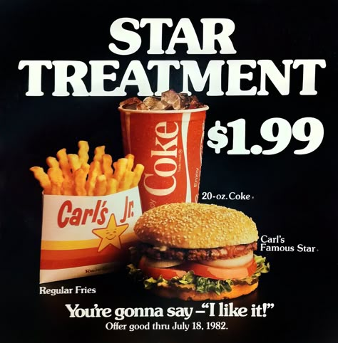 80s Restaurants, 2000s Food, Carls Jr, 80s Life, 80s Food, Restaurant Ad, Carl's Jr, The Fates, Freebies By Mail