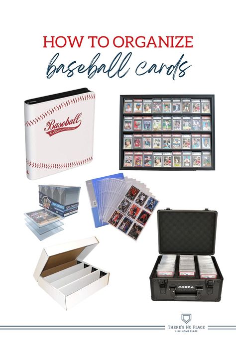 A simple guide to organizing baseball cards How To Organize Sports Cards, Baseball Card Organization Ideas, Baseball Card Storage Ideas, Baseball Card Display Ideas, Baseball Card Storage, Baseball Cards Storage, Sports Cards Storage, Sports Cards Display, Baseball Card Displays