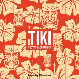 Hawaiian background with flowers and tiki mask Hawaiian Background, Totem Design, Background With Flowers, Surf Vintage, Tiki Totem, Hawaiian Luau Party, Tiki Art, Hawaii Party, Tiki Mask