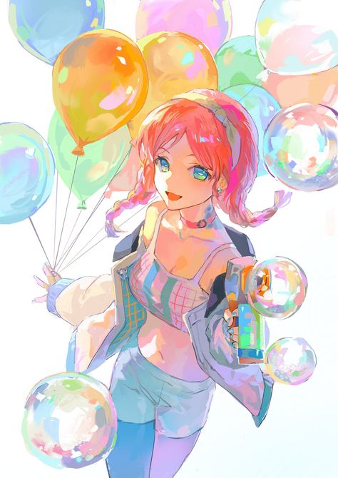 白花花 on Twitter: "#Arknights #ArknightsFanArt HB… " Poison Frog, Twin Braids, Parted Bangs, Pink Choker, Under Shorts, Black Pantyhose, Soap Bubbles, Korean Art, Dusk To Dawn