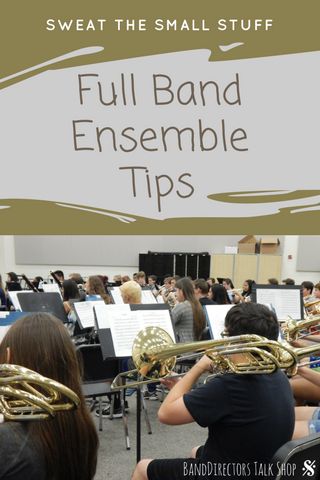 Band teachers, DO sweat the small stuff while teaching your full concert band ensemble!  Click here for a great article with tips on rhythm counting, posture, band warm-ups and exercises, scales practice, and more!  Also learn how to use mirrors and masking tape with your beginning band students to help with hand position and to fix any bad playing habits.  Great tips for teaching woodwind and brass instruments. Full band rehearsal ideas from an expert band director! #beginningband #concertband Band Classroom, Band Rehearsal, Middle School Band, Band Teacher, Band Ideas, Band Director, Music Lesson Plans, Brass Instruments, High School Band