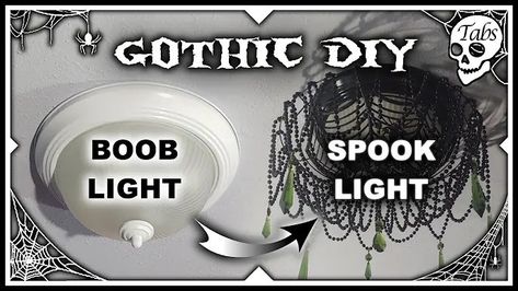 Gothic Light Fixtures Diy, Diy Gothic Boho Decor, Gothic Chandelier Diy, Goth Light Fixture, Gothic Home Decor On A Budget, Gothic Lampshade Diy, Diy Dollar Tree Gothic Decor, Dollar Tree Gothic Decor, Diy Goth Lamp Shade