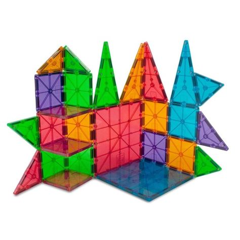 A fun set of 100 clear magnetic tiles to take your artistic inspirations to new heights. | 21 Awesome Products From Amazon To Put On Your Wish List Magnetic Building Tiles, Magna Tiles, Magnetic Construction, Building Toys For Kids, Magnetic Tiles, Simple Toys, Like A Cat, Stem Toys, Block Toys