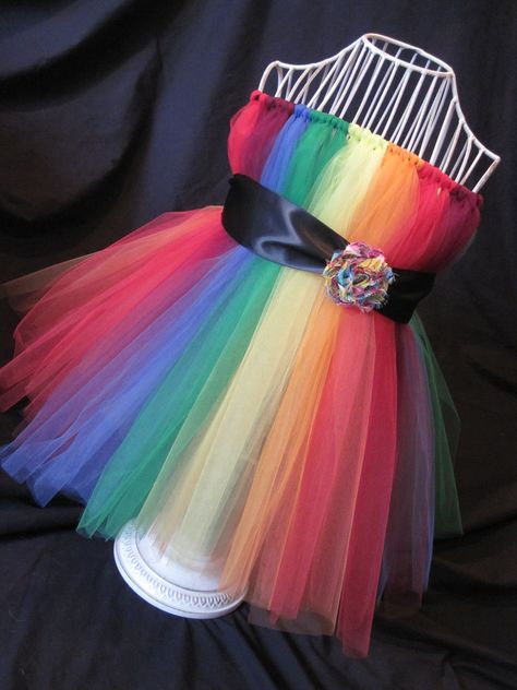 Rainbow Tutu Dress  Size 1T3T by XoxoEtsyCouture on Etsy, $60.00 Rainbow Tutu Dress, Dance Crafts, No Sew Tutu, Rainbow Tutu, Dress Tutu, Homemade Wine, Rainbow Connection, Diy Crafts For Adults, Diy Rainbow