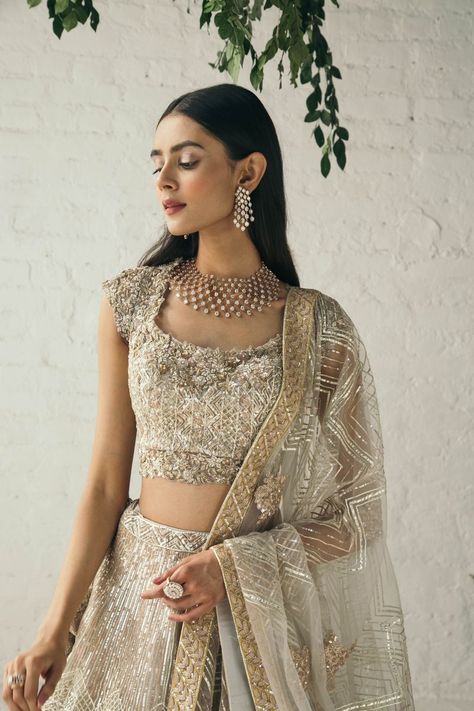 Gold and blush sequin embellished lehenga by Studio Iris Shimmer Lehenga, Lehenga With Price, Studio Iris, Gold Lehenga, Organza Lehenga, Lehenga Online, Cocktail Outfit, Embroidered Lehenga, Embellished Blouse