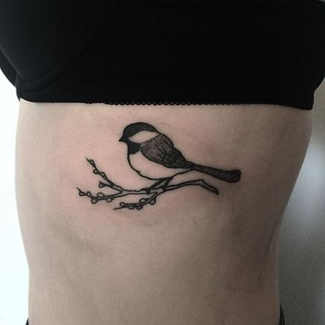 Cute little chickadee from yesterday Chickadee Tattoo, Bird Tattoo Design, Robin Bird Tattoos, Red Bird Tattoos, Bluebird Tattoo, Chickadee Art, Bird Tattoos, Tattoos With Kids Names, Bird On A Branch