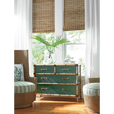 Twin Palms Teal Raffia Accent Chest with Protective Glass Top by Tommy Bahama Home at Baer's Furniture Tommy Bahama Decor, British Colonial Decor, Teal Bedroom, Tropical Bedrooms, Tommy Bahama Home, Lexington Home, British Colonial Style, Colonial Decor, Bamboo Furniture