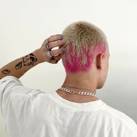 This is part of my haircut and design board. This has haircuts and designs that are similar to the streetwear, alt and more styles. #aesthetichair Bleached Hair Men, Shaved Head Designs, Hair Colour Design, Dyed Hair Men, Buzzed Hair, Shaved Hair Designs, Men Hair Color, Bald Hair, Bleached Hair