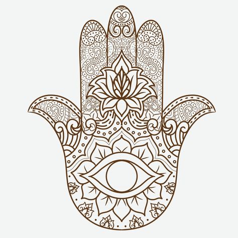 Hamsa Template, Hamsa Drawing, Hand Template, Mandala Tattoos For Women, Hamsa Hand Tattoo, Motif Arabesque, Hamsa Design, Arte Yoga, Hamsa Tattoo