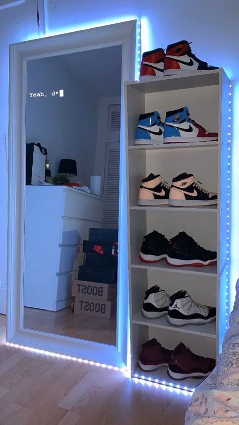 Sneakerhead Room, Shoe Room, Luxury Room Bedroom, Bedroom Setup, Pinterest Room Decor, Cute Bedroom Decor, Redecorate Bedroom, Teen Bedroom Decor, Luxury Rooms