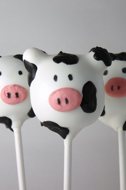 cow+cakes | Cow Cake Pops | Flickr - Photo Sharing! Cow Cake Pops, Black And White Cows, White Cows, Cow Cake, Cow Birthday Parties, Cow Cakes, Cow Baby Showers, Farm Themed Birthday Party, Cow Birthday