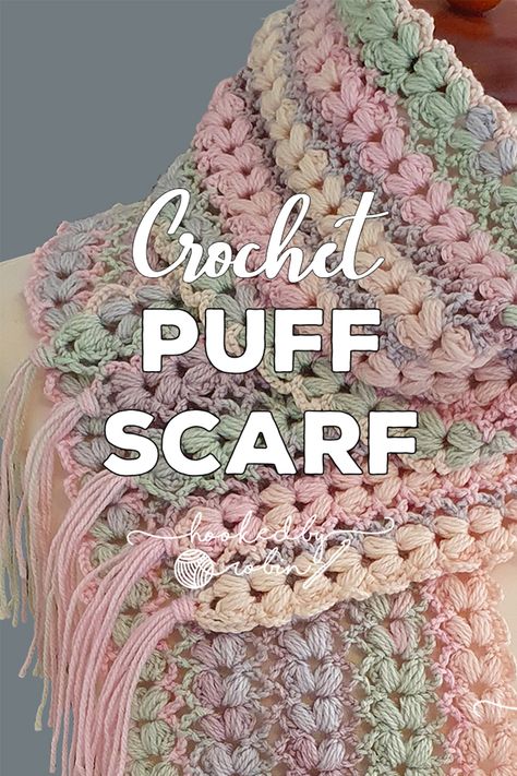 Puff Stitch Crochet Scarf, Crochet Mile A Minute, Blanket Edging, Crochet Puff Stitch, Easy Crochet Scarf, Crochet Womens Scarf, Crochet Blanket Edging, Puff Stitch Crochet, Crochet Scarf Easy