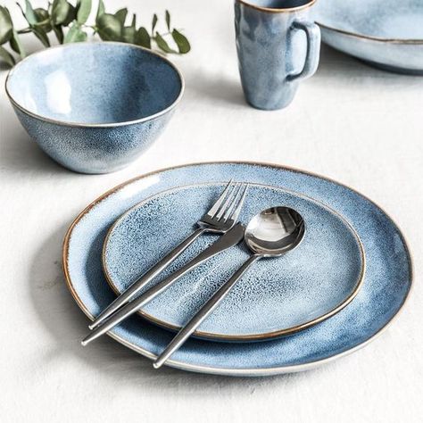 Handmade Dinnerware, Handmade Tableware, Blue Dinnerware, Chrome Color, Ceramic Dinnerware Set, Stoneware Dinnerware Sets, Breakfast Plate, Ceramic Dinnerware, Chrome Colour