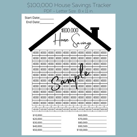 Excited to share this item from my #etsy shop: 100k House Savings Tracker, Printable, Savings Goal, New House Tracker, 100,000 House Tracker Planner House Savings Plan, House Savings Tracker, Expense Planner, House Savings, Savings Tracker Printable, Saving Money Chart, Savings Chart, Printable Money, Money Chart