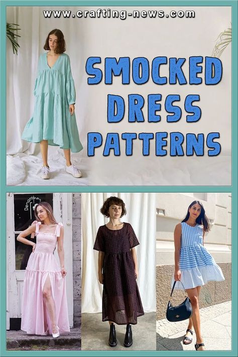 17 Smocked Dress Patterns Free Smock Dress Pattern, House Dress Pattern Free, Smock Dress Pattern Free, Smock Pattern Free, Knit Fabric Dress Pattern, Smock Dress Sewing Pattern, Smocked Dress Pattern, Smocked Dress For Women, House Dress Pattern