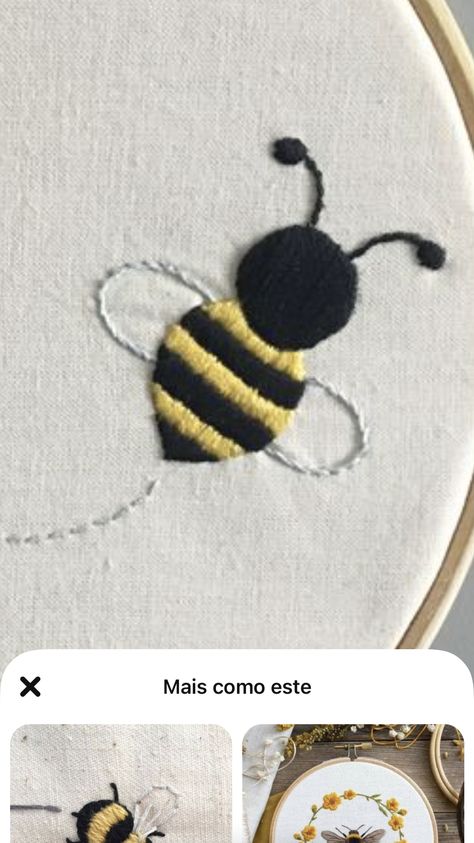 Bumble Bee Embroidery Simple, Bee Embroidery, Patch Aplique, Hand Embroidery Projects, Hand Embroidery Stitches, Embroidery Craft, Logo Design Creative, Beautiful Embroidery, Embroidery Projects