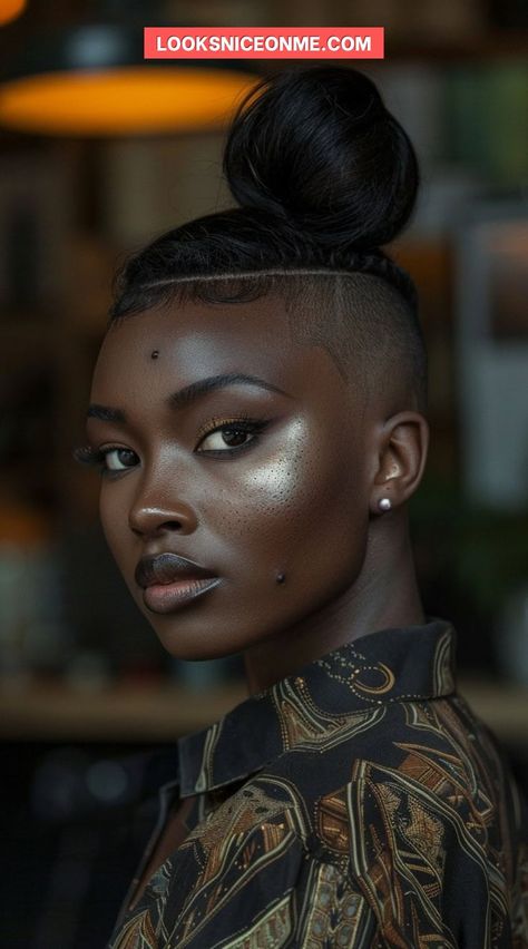 Get inspired by 27 shaved sides with ponytail hairstyles for black women. Elevate your style with these chic and daring ideas! Mohawk Natural Hairstyles, Ponytail With Shaved Sides And Back, Shaved Side Hairstyles African American, Side Shaved Hairstyles, Mohawk Braid Styles, Natural Mohawk, Mohawk Ponytail, Side Shave, Shaved Side