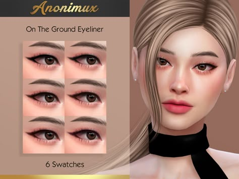 Beto x Anonimux - On The Ground Eyeliner - The Sims 4 Catalog Sims 4 Puppy Eyeliner, Sims 4 Cc Eye Colors Maxis Match, Sims 4 Asian Makeup, Cc Face, Sims4 Makeup, Ts4 Makeup, Sims Makeup, Ts4 Mods, Sims 4 Cc Eyes