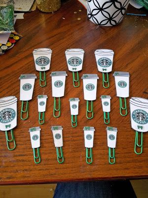 Starbucks Paper Clips for Pocket Letters Starbucks Theme, Starbucks Crafts, Starbucks Party, Paperclip Crafts, Starbucks Birthday, Pocket Letter Pals, Paper Clip Art, Starbucks Diy, Pocket Pal