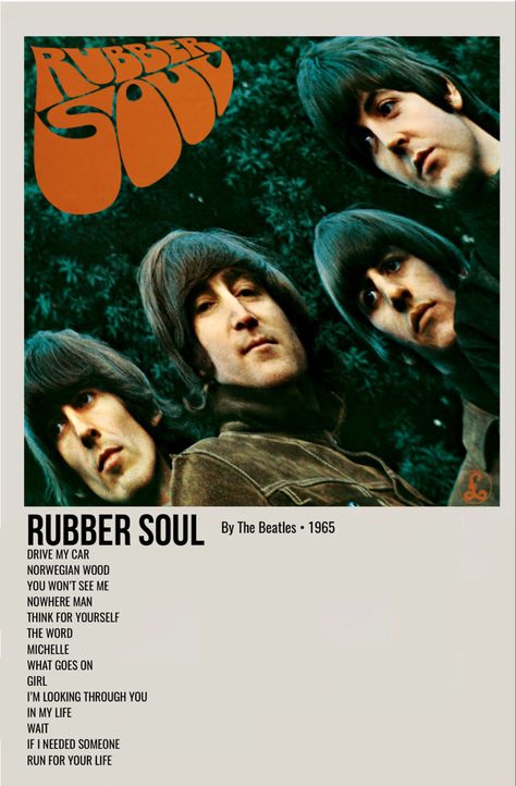 minimal polaroid album poster for the beatles, rubber soul Movies Minimalist Poster, Alternative Minimalist Album Covers, Movies Minimalist, Rubber Soul Beatles, Alternative Posters, Soul Poster, Minimalist Polaroid Poster, Minimal Posters, Nowhere Man