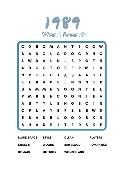 Taylor Swift Word Search, Taylor Swift Activities, Taylor Sift, Easy Word Search, Taylor Swift Games, Taylor Swift Book, Taylor Swift Birthday Party Ideas, Swift Party, Pinterest Download